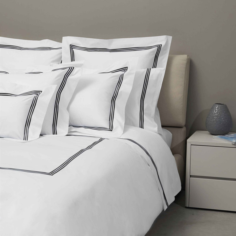 Platinum Percale Pillow Case, White/Black, King Pillowcase