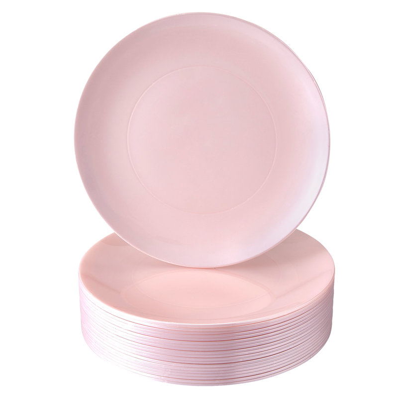 Assiette à dîner jetable en plastique lourd poids, Rosé