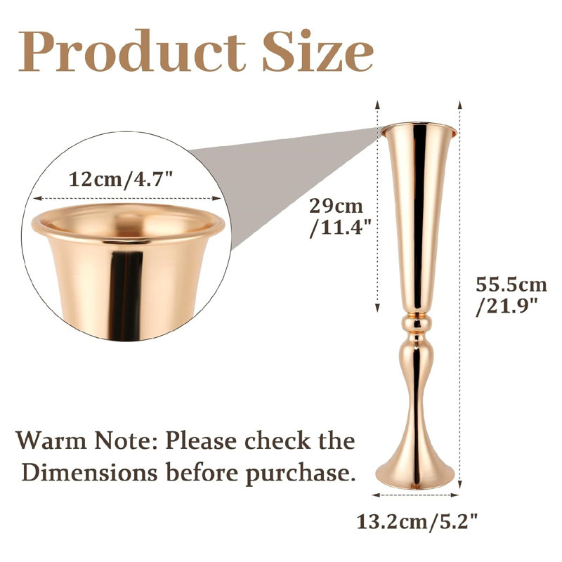 Metal Trumpet Vase for Wedding Centerpiece