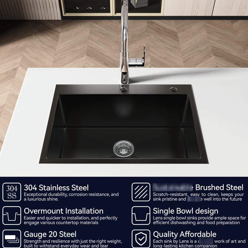Rectangular Stainless Steel Undermount Basin - 27X19 With Smooth Texture And Long Service Life Modern Workstation Sink 27"X19" In Efficient Food Prep Zone