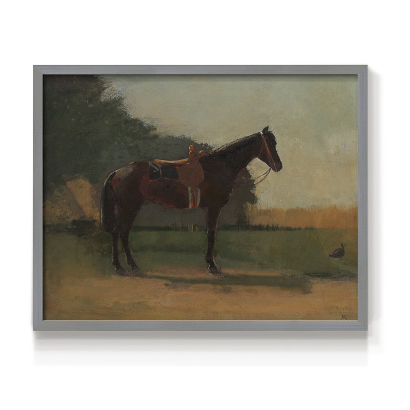 Cheval de selle - impression encadrée - réarmable, H 8 po x l 10 po, Gris