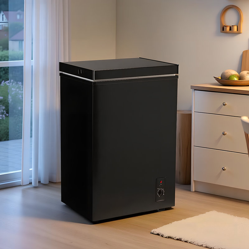 5.0 Cu.ft Chest Freezer With Temperature Control(-0.4°F To 32°F), Top Open Door Deep Freezer With Hanging Baskets, Black