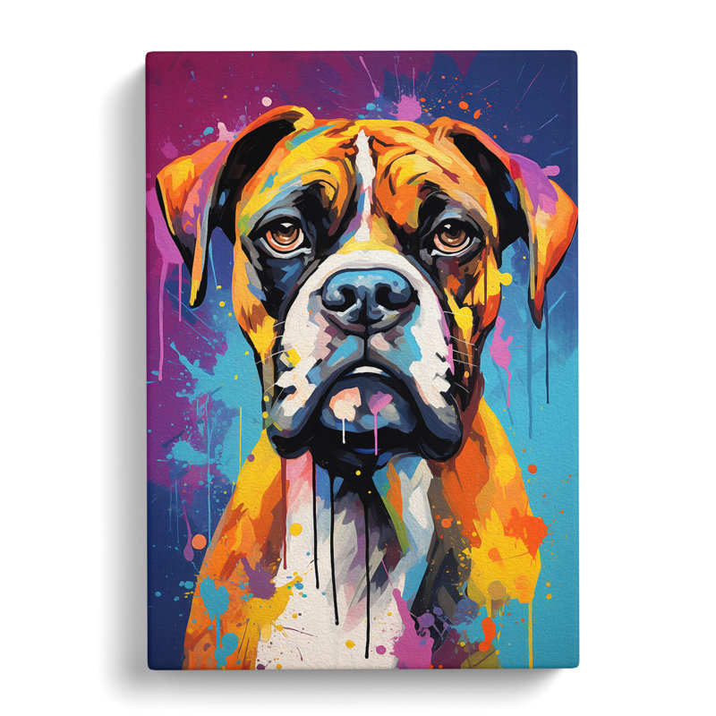 Boxer Dog Abstract - Wrapped Canvas, 50cm H x 35cm W x 3cm D