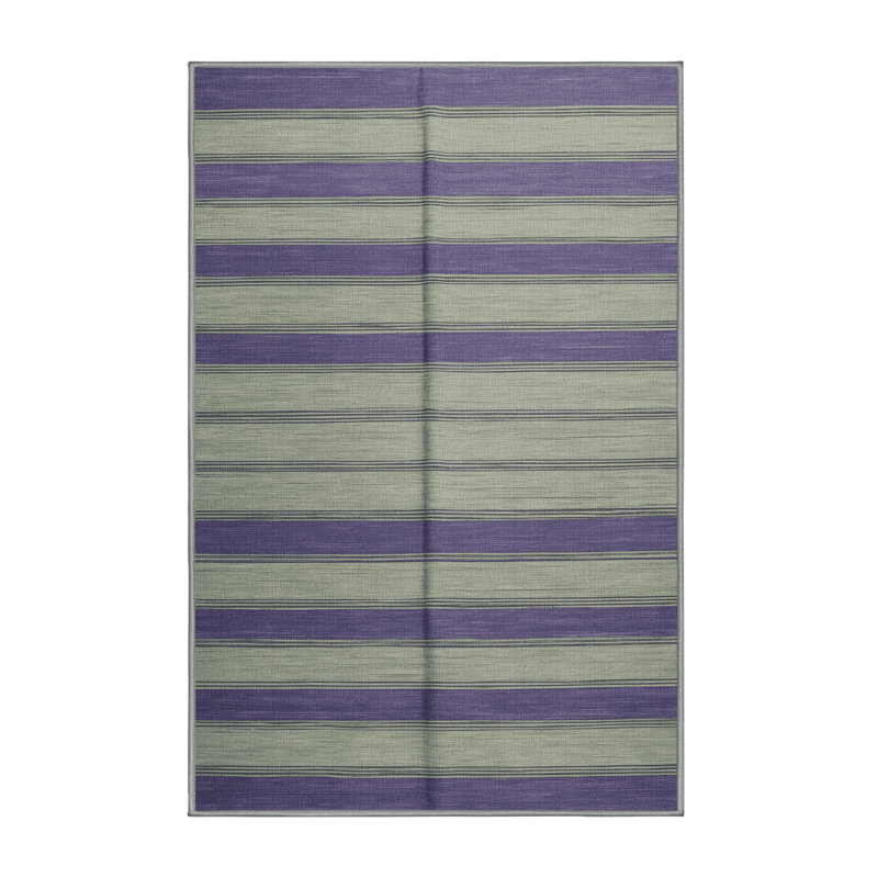 Tapis brun à rayures horizontales lavable à la machine, Rectangulaire 2 pi x 3 pi