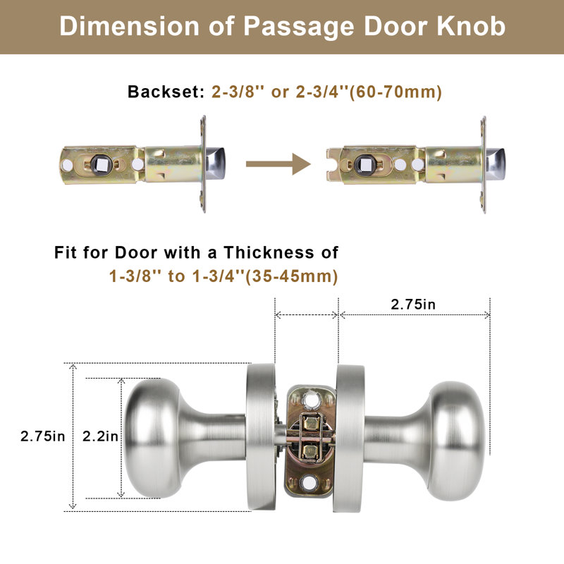 Coolnews Passage Metal Door Knobs, Satin Nickel