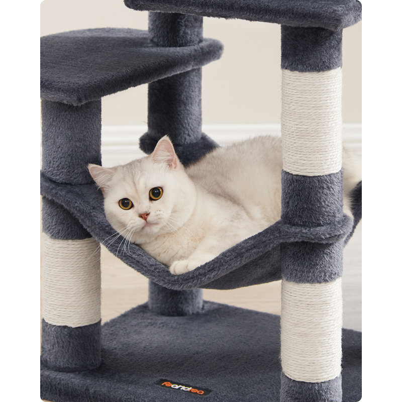 143cm H Cat Tree, Smoky Grey, 112cm H x 62cm W x 46cm D