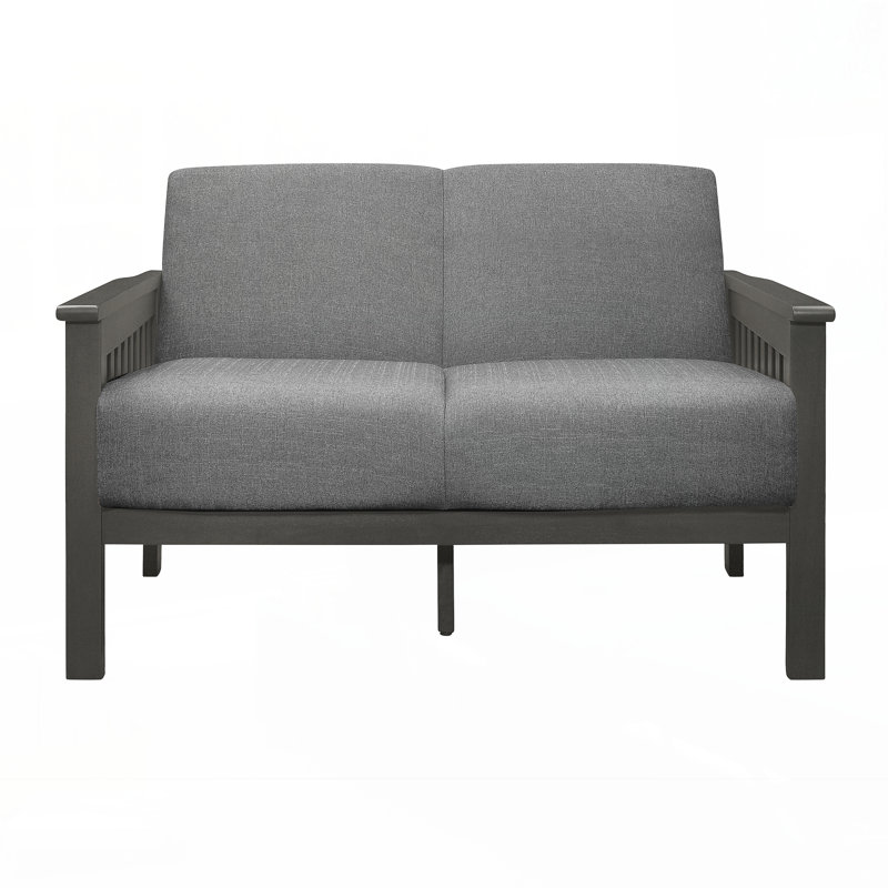 Causeuse grise en bois d'hévéa massif Classic