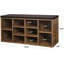 Collection - Banc à chaussures, banc de rangement avec siège rembourré, banc d'entrée avec 10 compartiments, pour chambre, 11,8 x 40,9 x 18,9 pouces, brun rustique et brun châtaignier