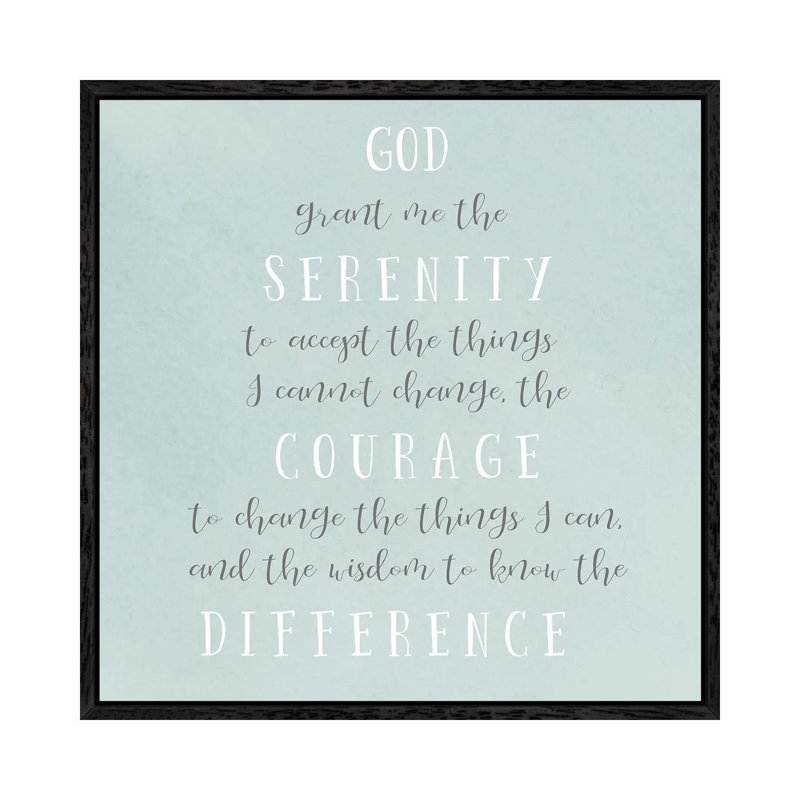 Serenity Prayer - Print on Canvas, 45.72 cm H x 45.72 cm W, Black Framed