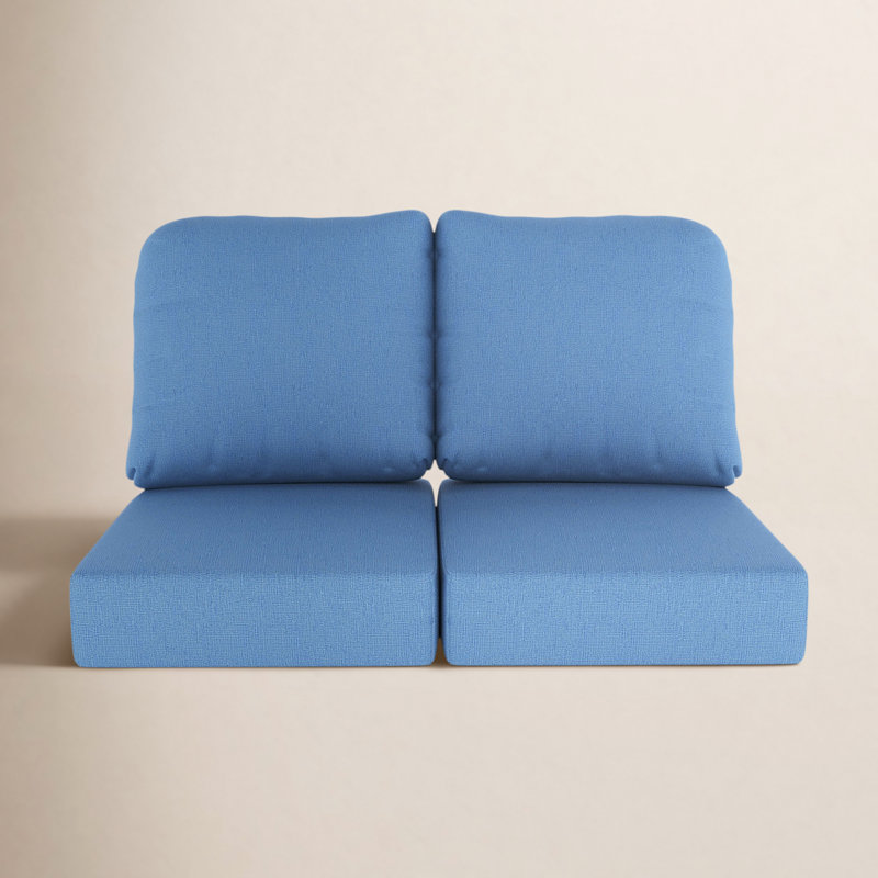 Amala Sunbrella® Indoor/Outdoor Loveseat Cushion, Cast Ocean Sunbrella® Plainweave