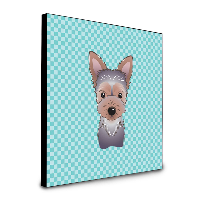 Panneau mural d’art Dungorbery, bleu, Chiot Yorkie