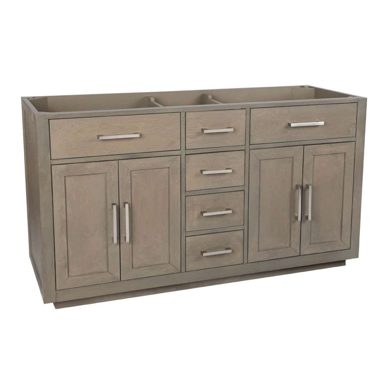 Nahlani 59'' Double Bathroom Vanity Base Only, Gray Oak
