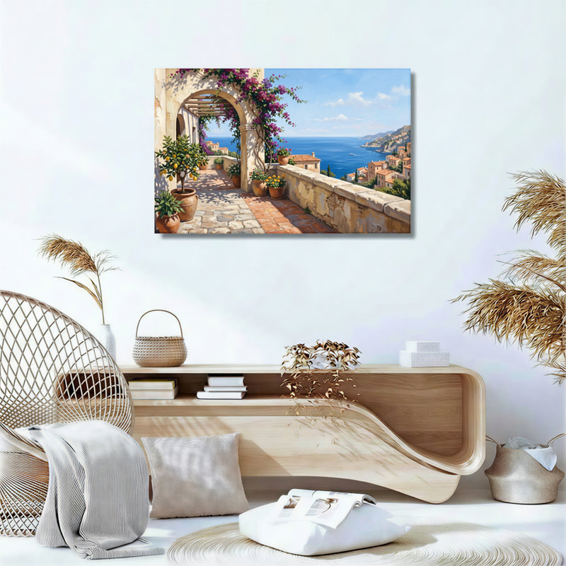 Ensemble de 1 tableau sur toile représentant une vue de la Méditerranée, 24"H x 36"W, Wrapped Canvas