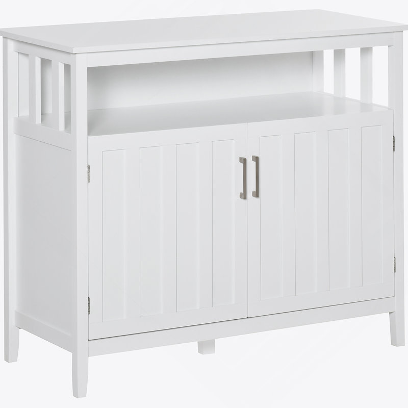 Buffet de cuisine, buffet avec 2 portes et tablettes réglables pour la salle à manger, blanc