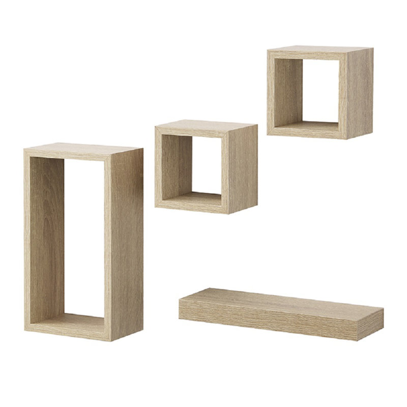 Adewale 4 Piece Floating Shelf, Oak