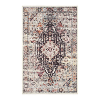 GLN Rugs Vintage Collection - Machine Washable Area Rug, Vintage Washable Rug, Non Slip Area Rug, Low Pile Living Room Rug, Bedroom Rug, Bathroom Rug - Easy Clean (Multicolor Rug)