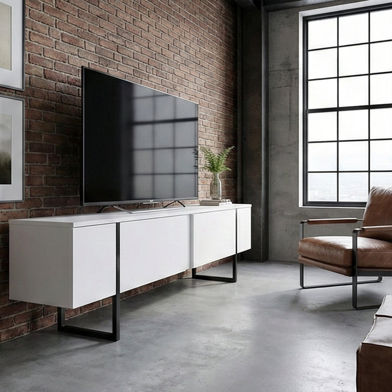 Sholom 70'' W Storage Credenza, White Black