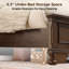 Grand lit en bois massif de 65 po de hauteur, brun foncé-239550545-239550551