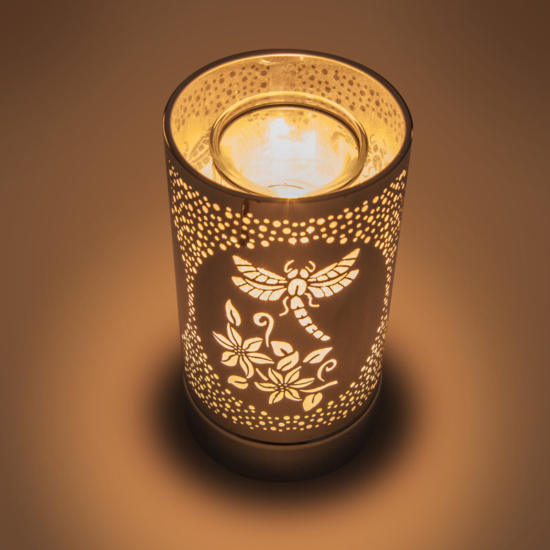 Lampe tactile / brûleur à mazout 7 po Yeala - libellule argentée