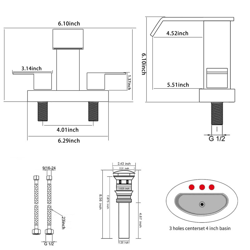 Robinet de salle de bain Centreset, Nickel brossé