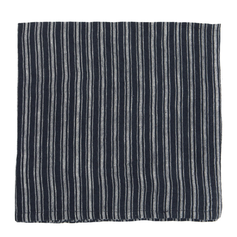Bryars Linen Square Napkins, Indigo/Black