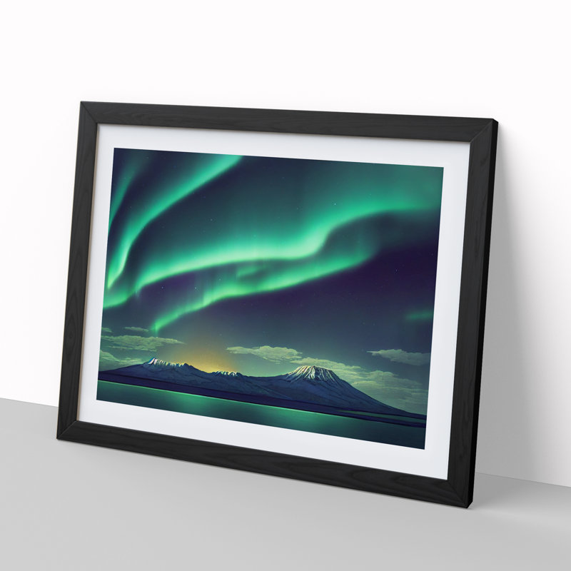 Ethereal Aurora Borealis - Single Picture Frame Print, 25cm H x 34cm W x 2cm D, Black