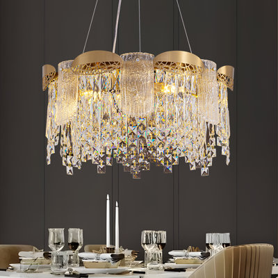 6-Light Dimmable Crystal Chandelier, Dining Room Chandelier