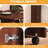 Folding Dining Table With Sideboard & Braking Function, Material, Walnut Color, Small Space Multifunctional Socket, Foldable For Saving,