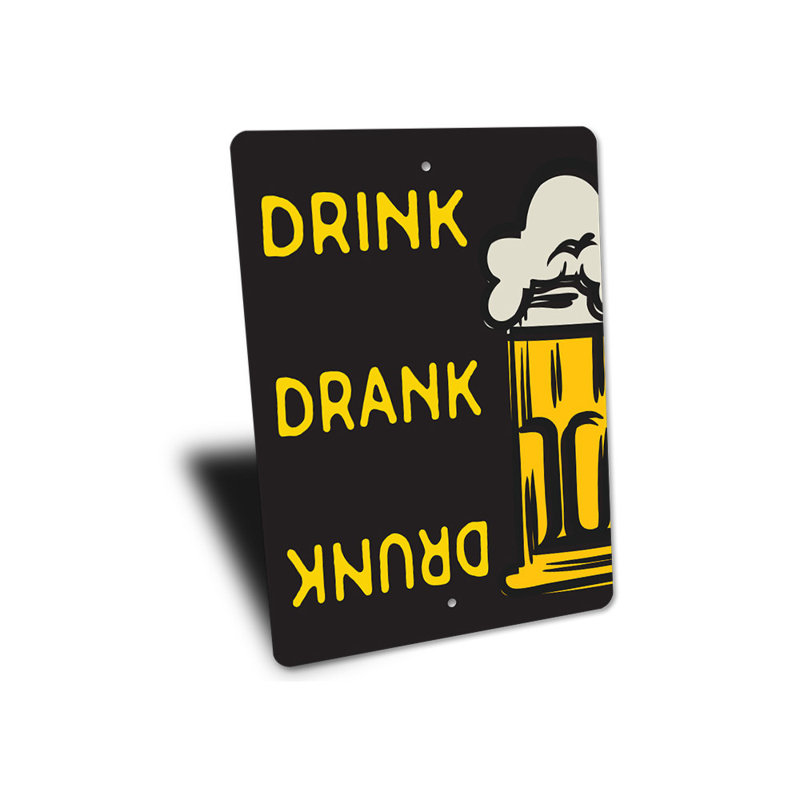 Plaque «Drink Drank Drunk Beer» en aluminium, H 18 po x l 12 po x P 0,06 po