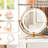 Makeup Vanity With 360 Rotating Round Mirror, 3 - Color Lighting, Movable Side Cabinet, And Inner Foam Cushioned Stool Space Saving Rotatable Hd Led Lights, Display Shelf For Beauty Tools