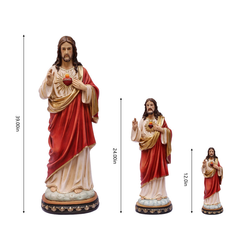 Statue sacrée de Jésus, H 12 po x l 3,7 po x P 4,2 po