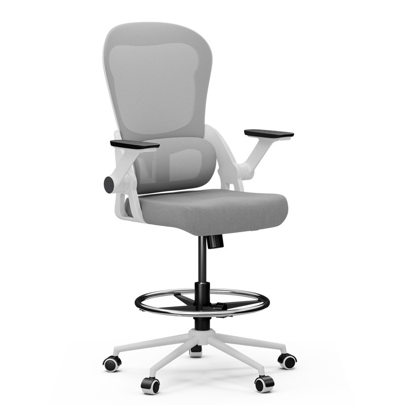 Mikaella Ergonomic Drafting Chair, Gray, Gray