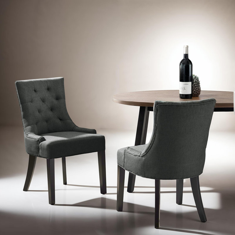 Chaises de salle à manger rembourrées Modern, Gris foncé, 2