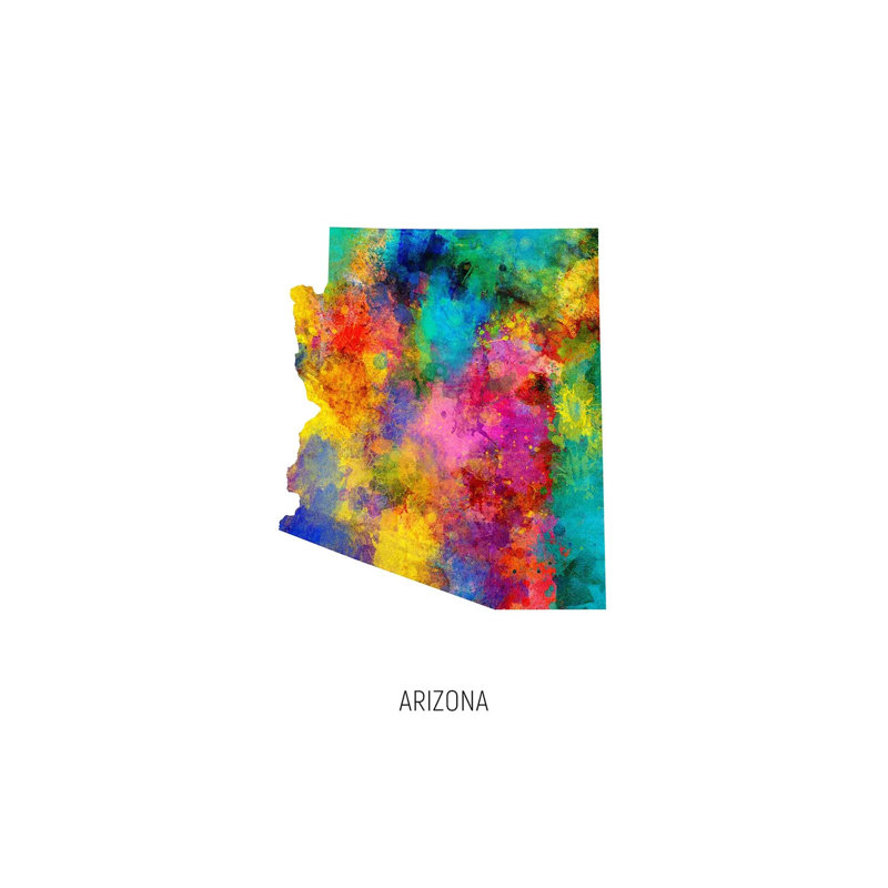 Arizona Map by Michael Tompsett - Gallery-Wrapped Canvas Giclée on Canvas, 30.48 cm H x 45.72 cm W, Wrapped Canvas