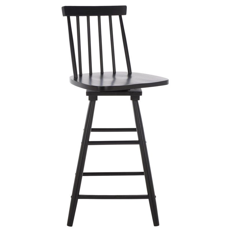 Abdoulaziz Swivel Solid Wood Counter Stool, Black