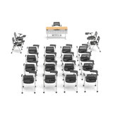 21 Person Flip Top 22'' L Modular Training Table and Chair Set with Casters and Modesty Panel