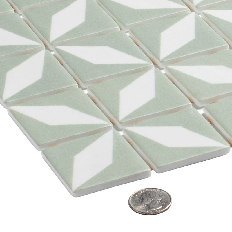 Moline 2-in. x 2-in. Floral Patterned Matte/Glossy Glass Floor & Wall Mosaic Tile, Vardo