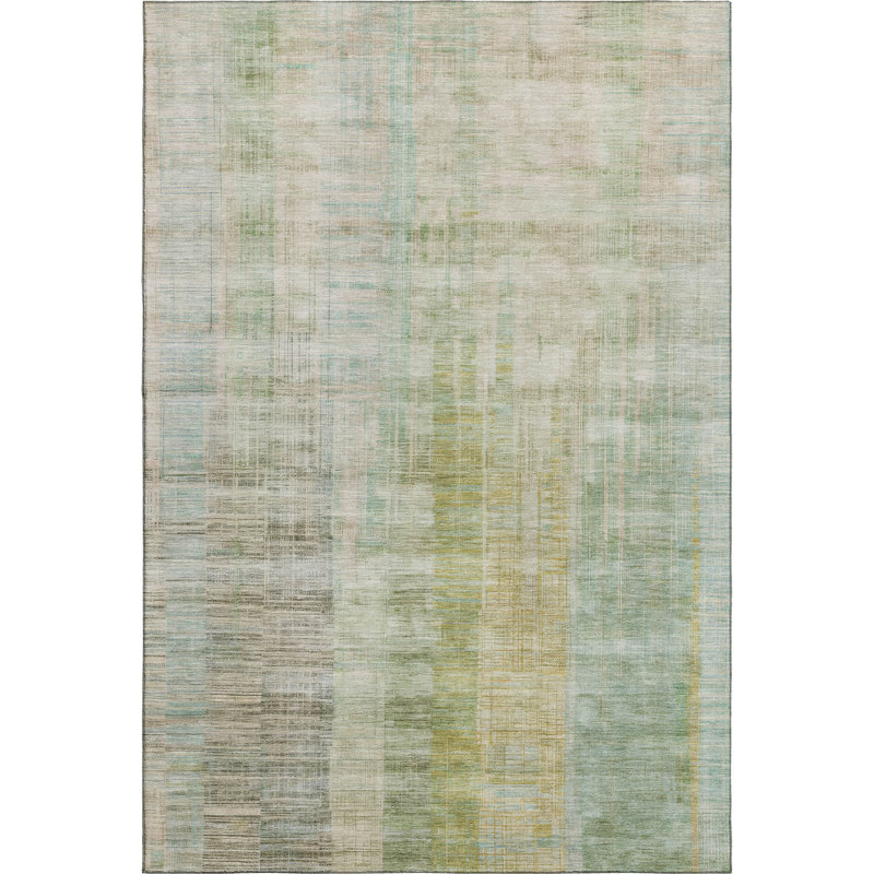 Premium Machine Washable Mayfield AMF2153 Striped Rug, Linen, Rectangle 9' x 12'