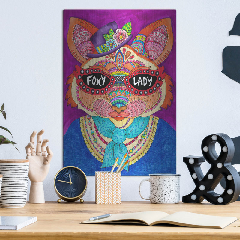 Art mural en métal Trinx «Foxy Lady» par Hello Angel, H 16 po x l 12 po