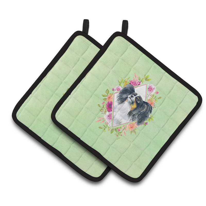 Ensemble de cuisinier poignée 2 pièces caroline trésors sheltie, Vert, Papillon