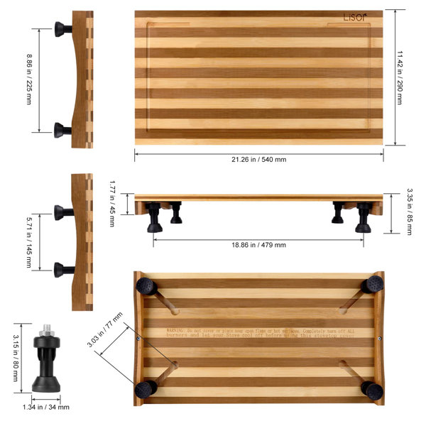 Countertop Cutting Board with Adjustable Legs, Dual-purpose Chopping Board,Bamboo Bassetts