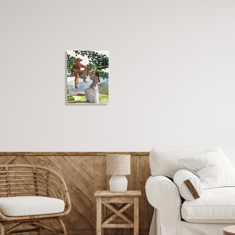 Enfants jouant à un arbre grimpant, art traditionnel de la plaque murale avec lettres et lignes, H 19 po x l 13 po x P 0,5 po