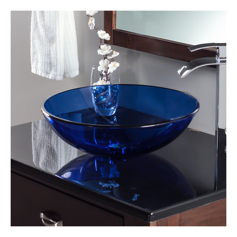 Novatto 16.5'' Blue Glass Circular Bathroom Sink