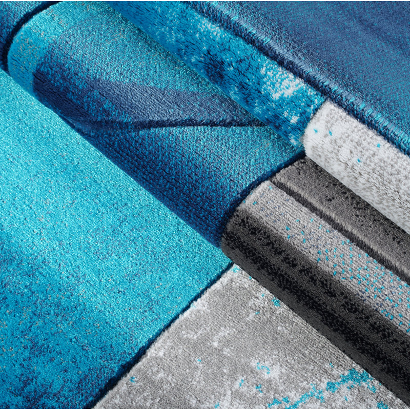Tapis turquoise Grundie, Rectangle 3 pi 11 po x 5 pi 7 po