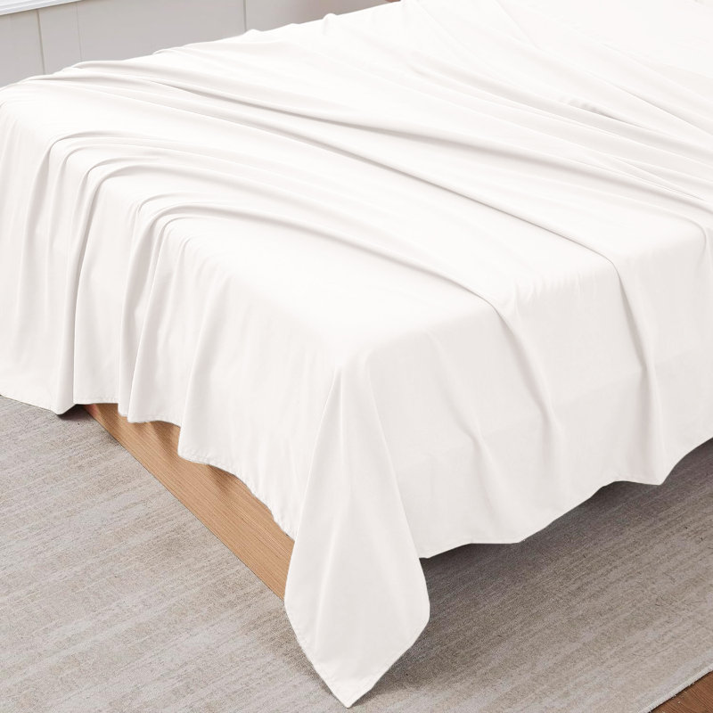 100% Brushed Cotton Flat Sheet  Soft, Breathable Bedding for Bedroom, Super King (6'), Cream
