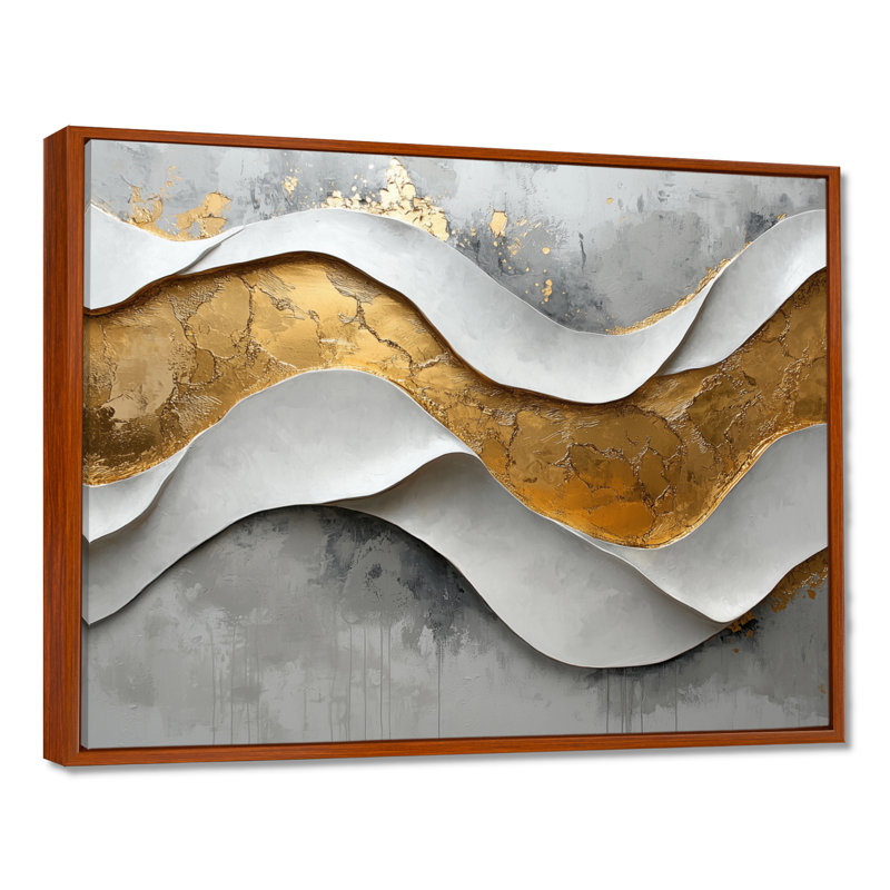 Almonte II - Abstract Large Wall Art, Brun, Cadre flottant, H 16 po x l 32 po
