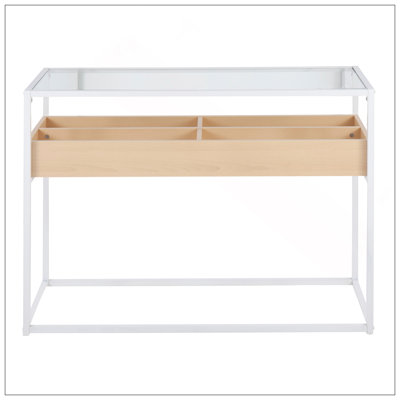 Console Show Contemporary en métal, bois naturel et verre transparent par Lumisource