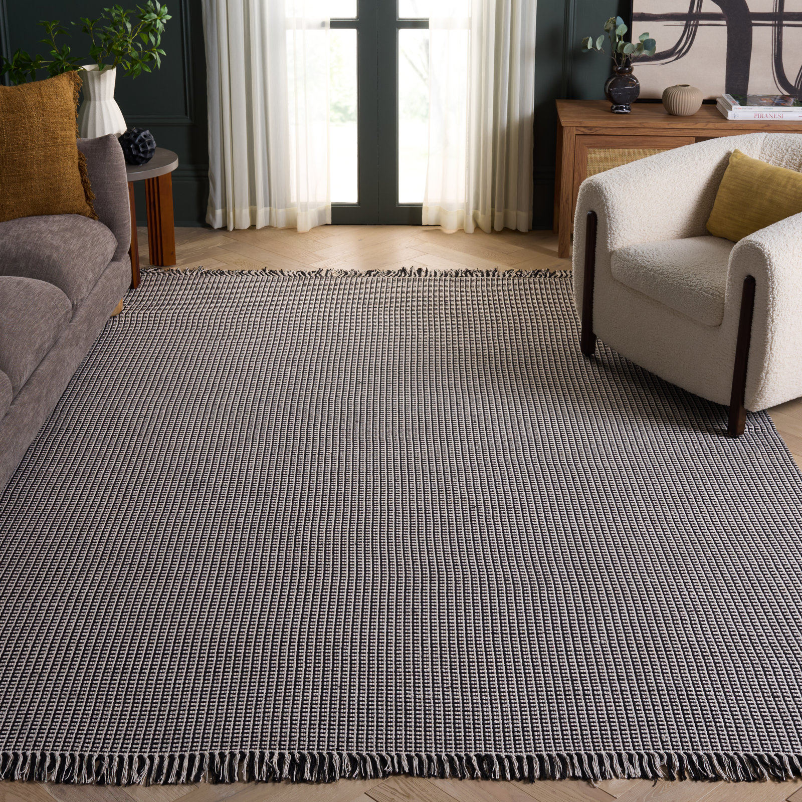 Bester Hand-Woven Geometric Cotton Rug, Rectangle 8' x 10'