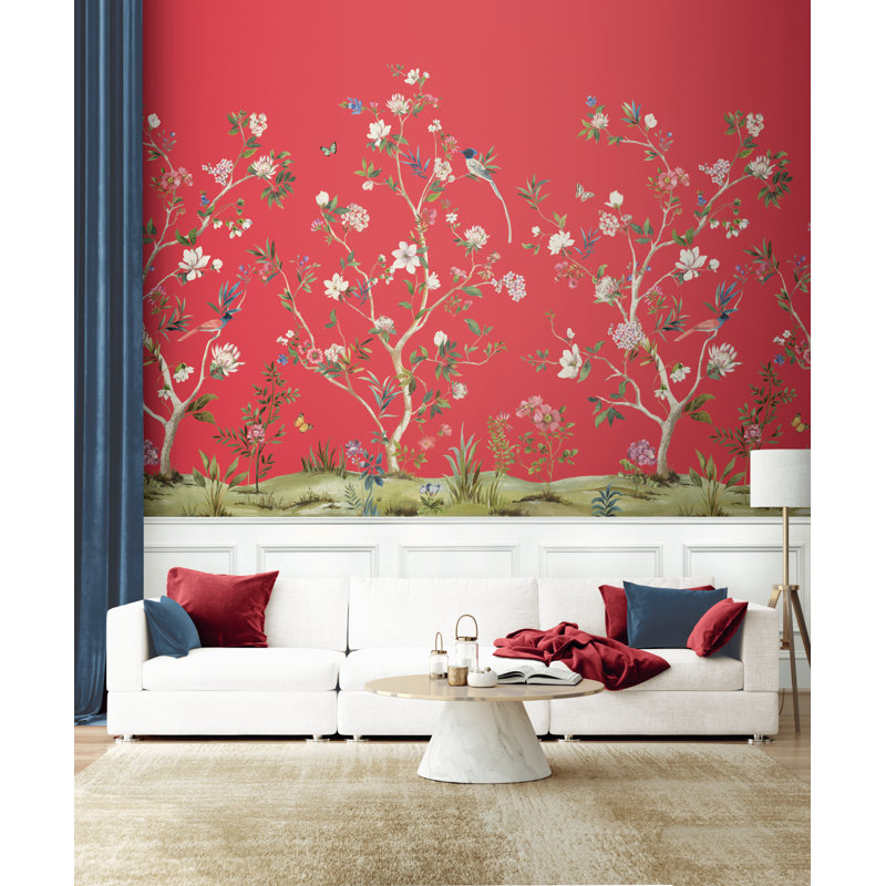 Trinesha Floral Wallpaper, Matte Black