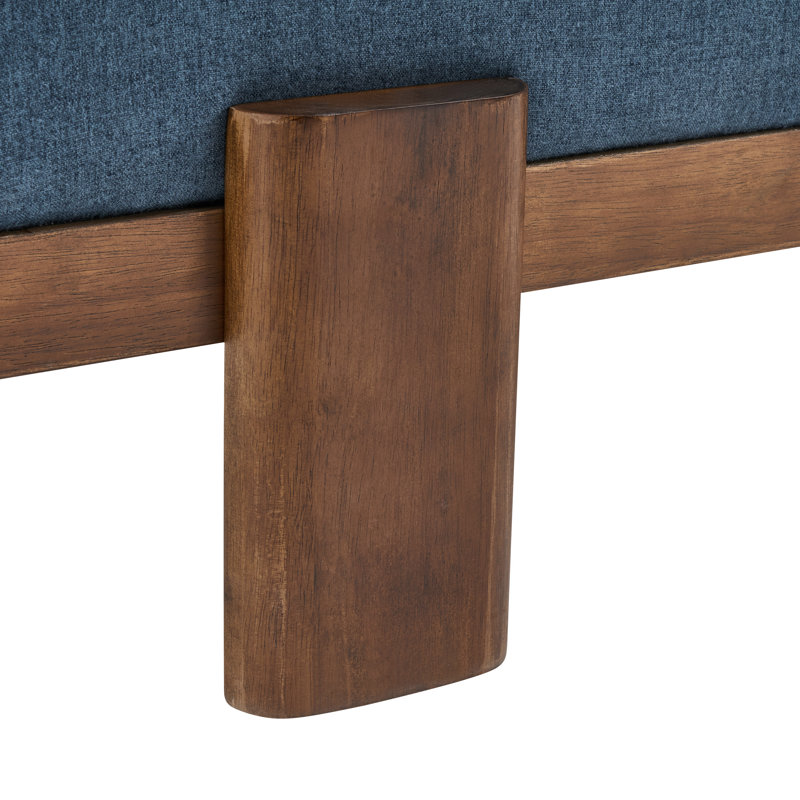 Banc rembourré en bois d'hévéa Modern, Bleu très foncé